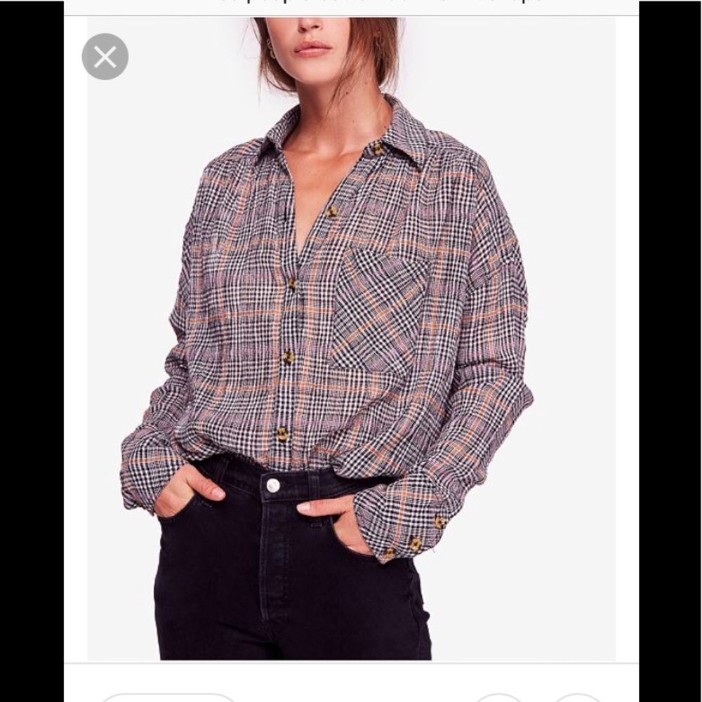 SALE New Free People XS Break my Stride Metallic shirt